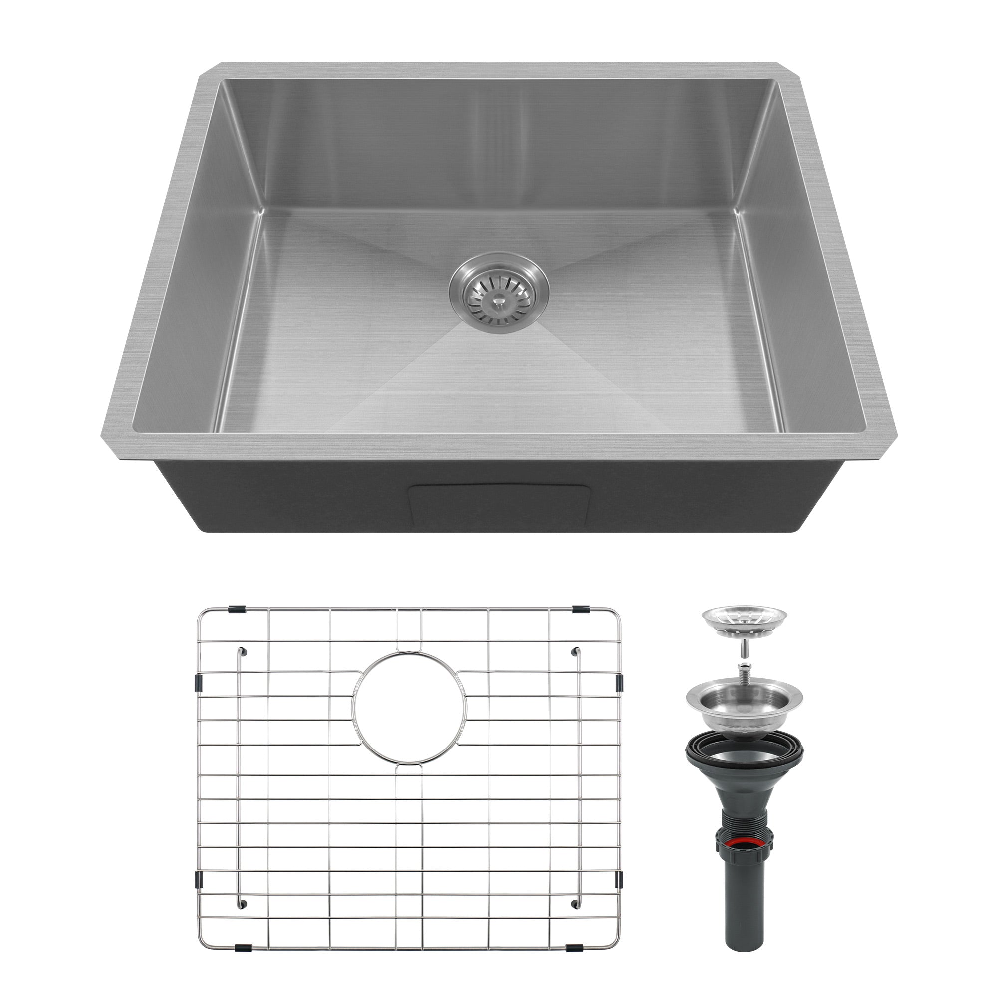 30x18 Inch Undermount Kitchen Sink, 304 Stainless Steel Single Bowl, R10 Design with 114mm Drain, Drain Kit & Grid Basket Included