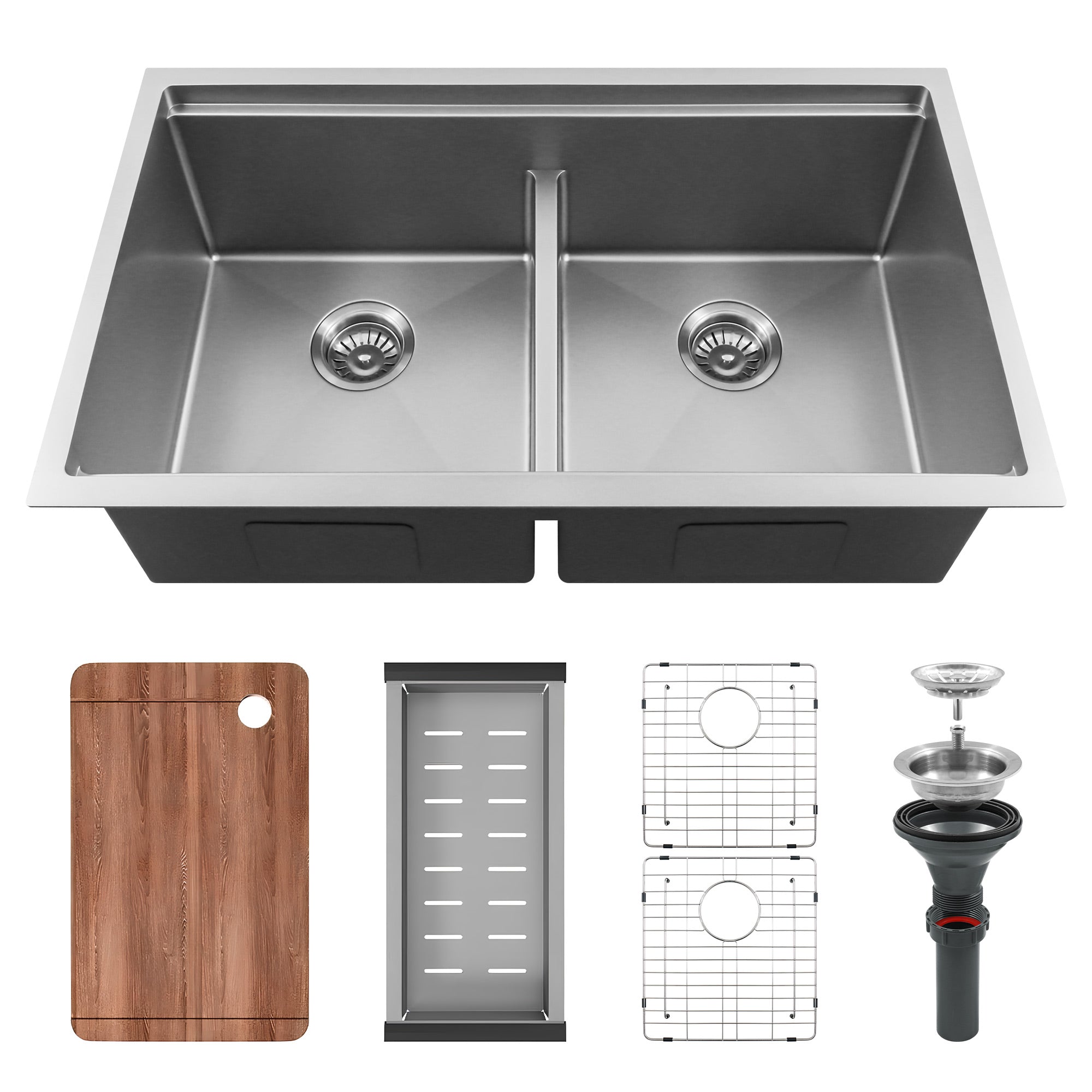 30x18 Inch Undermount Kitchen Sink, 304 Stainless Steel Single Bowl, R10 Design with 114mm Drain, Drain Kit & Grid Basket Included