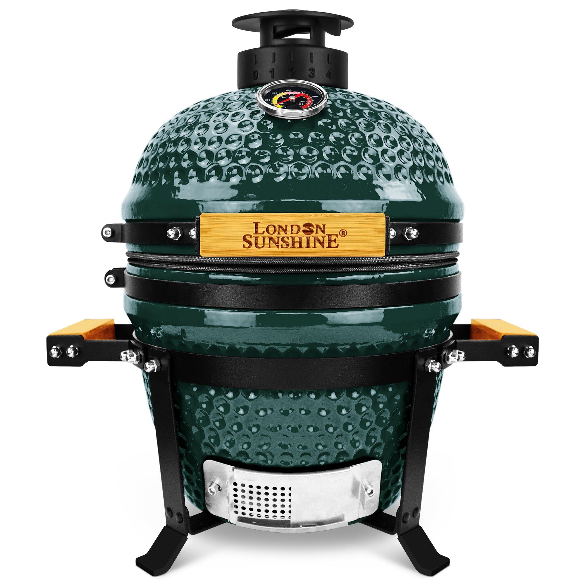 Upgraded 13 inch Ceramic Kamado Grill with Waterproof Air Vent Cap | Portable Tabletop Charcoal BBQ Grill Smoker for Outdoor Cooking, Patio, Camping