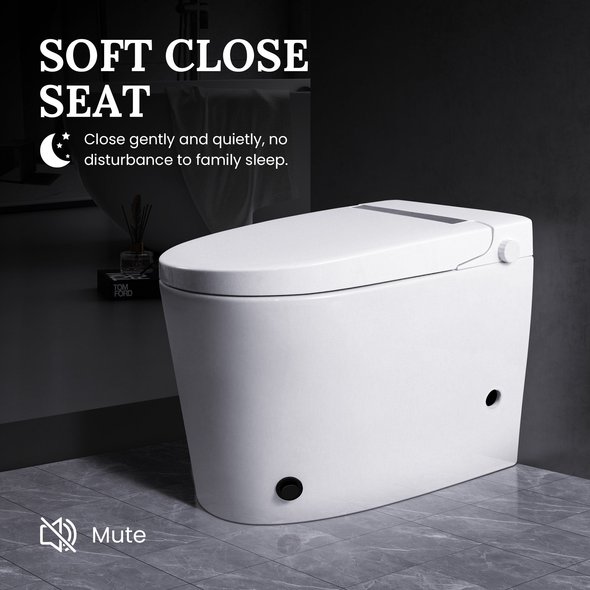 Non-Electric Toilet with Foot-Pedal Flush, Feminine & Posterior Wash Functions, No Electricity Needed, Includes Angle Valve & Flange Kit