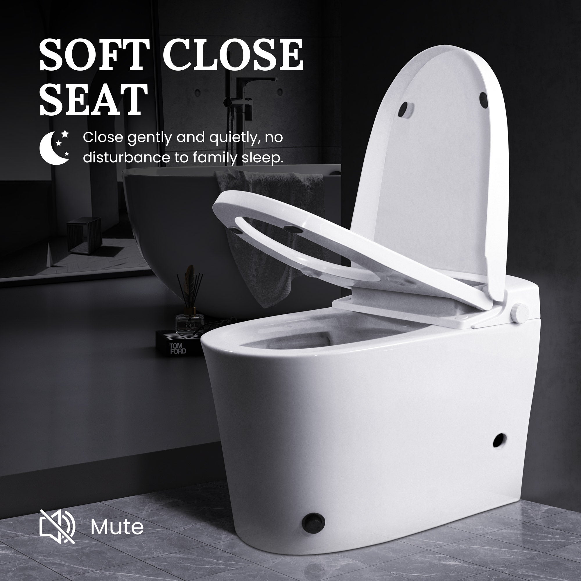 Non-Electric Toilet with Foot-Pedal Flush, Feminine & Posterior Wash Functions, No Electricity Needed, Includes Angle Valve & Flange Kit