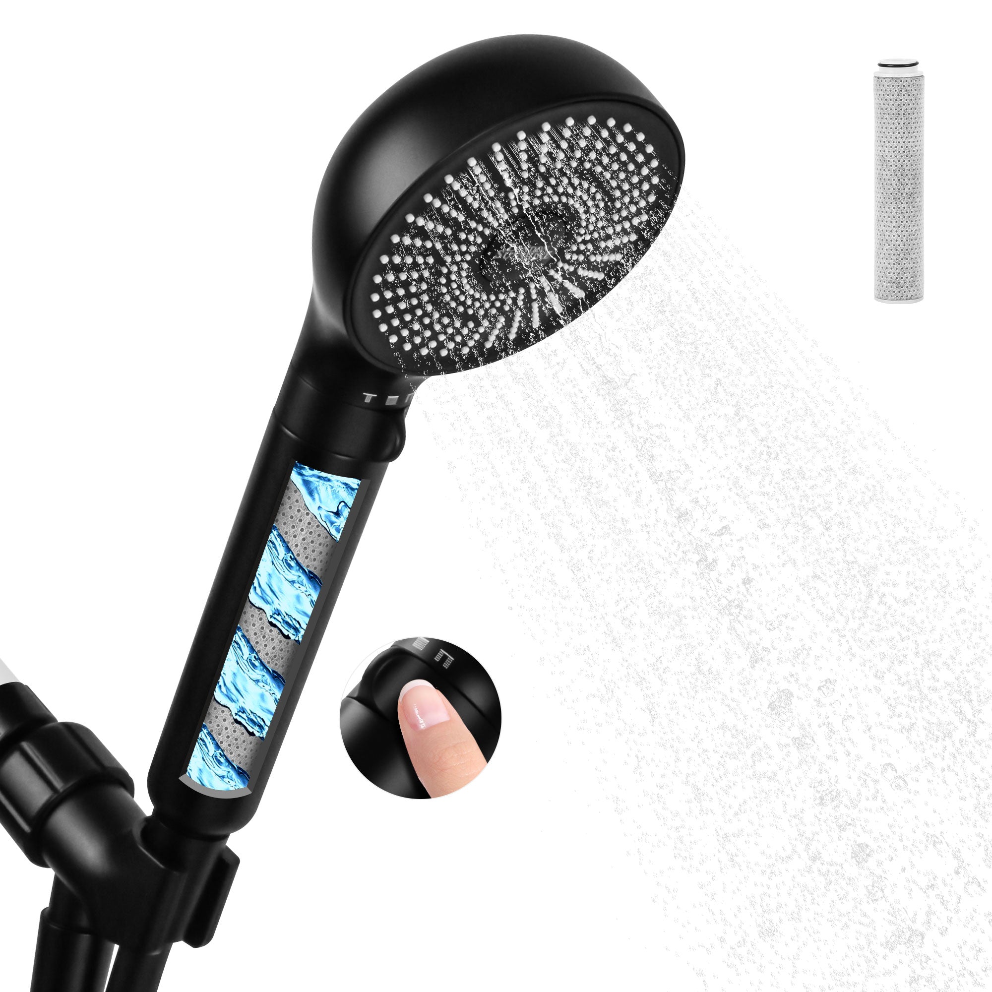 London Sunshine Filtered Shower Head with Handheld Kit - High Pressure 3-Spray Modes & Carbon Filtration System, Includes Hose