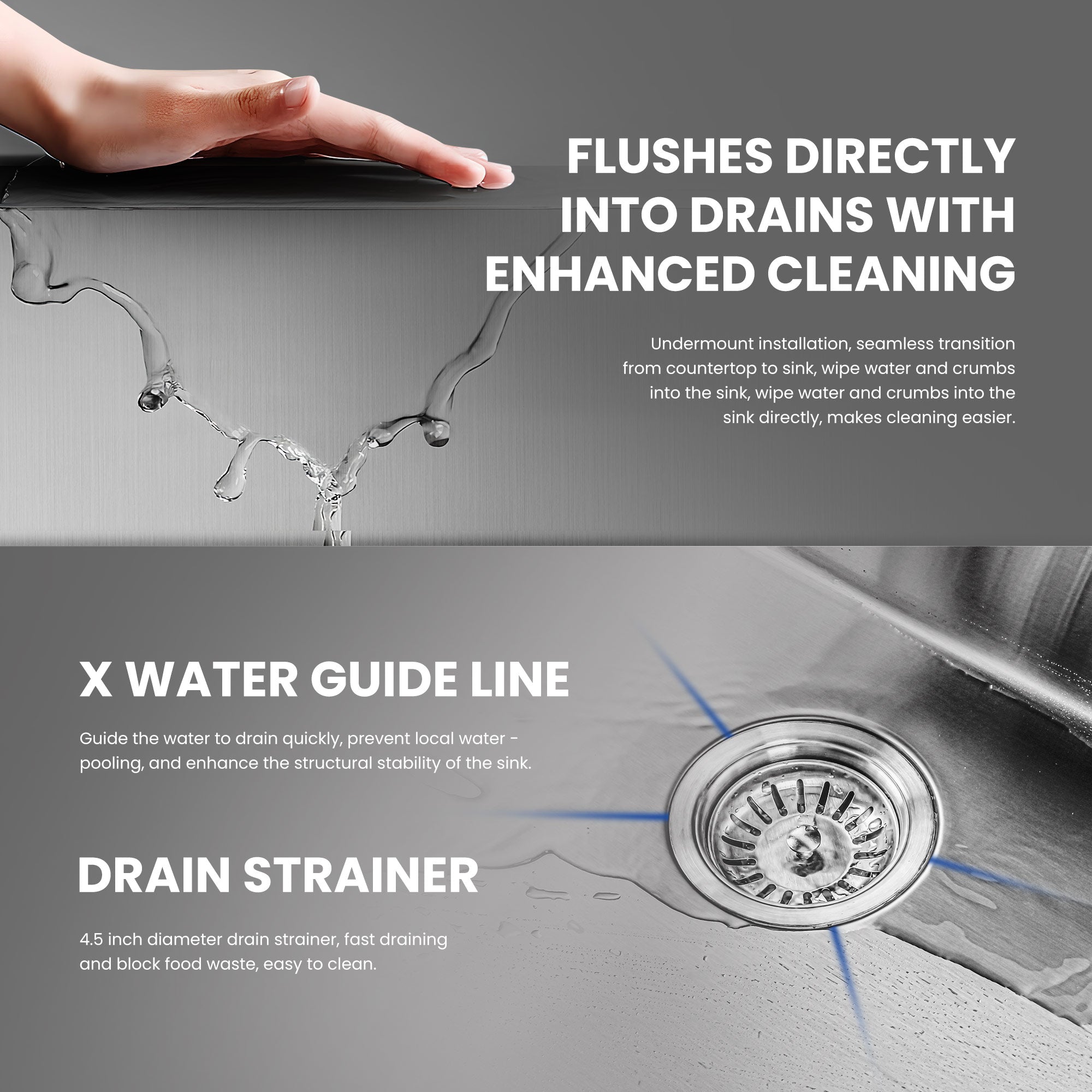 30x18 Inch Undermount Kitchen Sink, 304 Stainless Steel Single Bowl, R10 Design with 114mm Drain, Drain Kit & Grid Basket Included