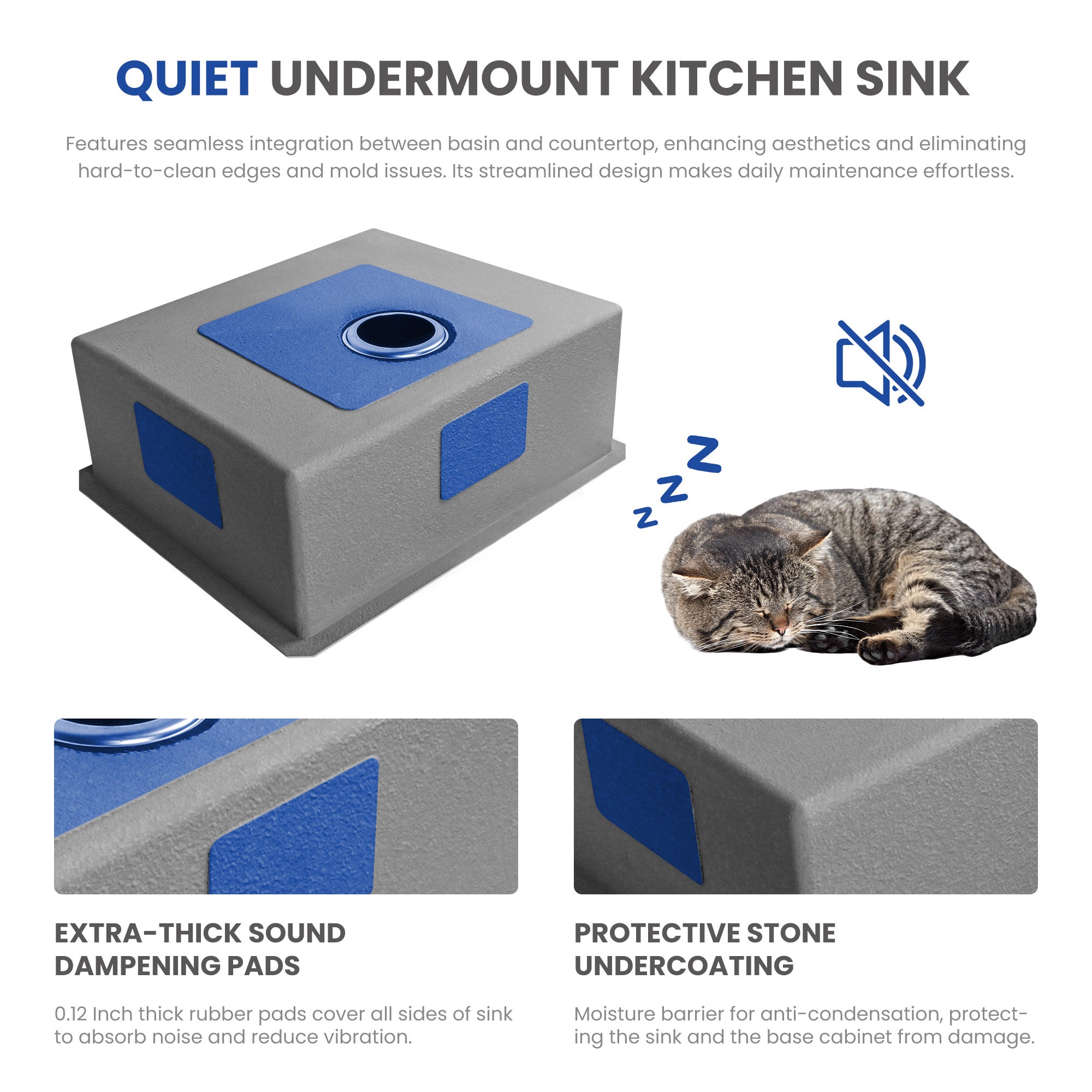 30x18 Inch Undermount Kitchen Sink, 304 Stainless Steel Single Bowl, R10 Design with 114mm Drain, Drain Kit & Grid Basket Included