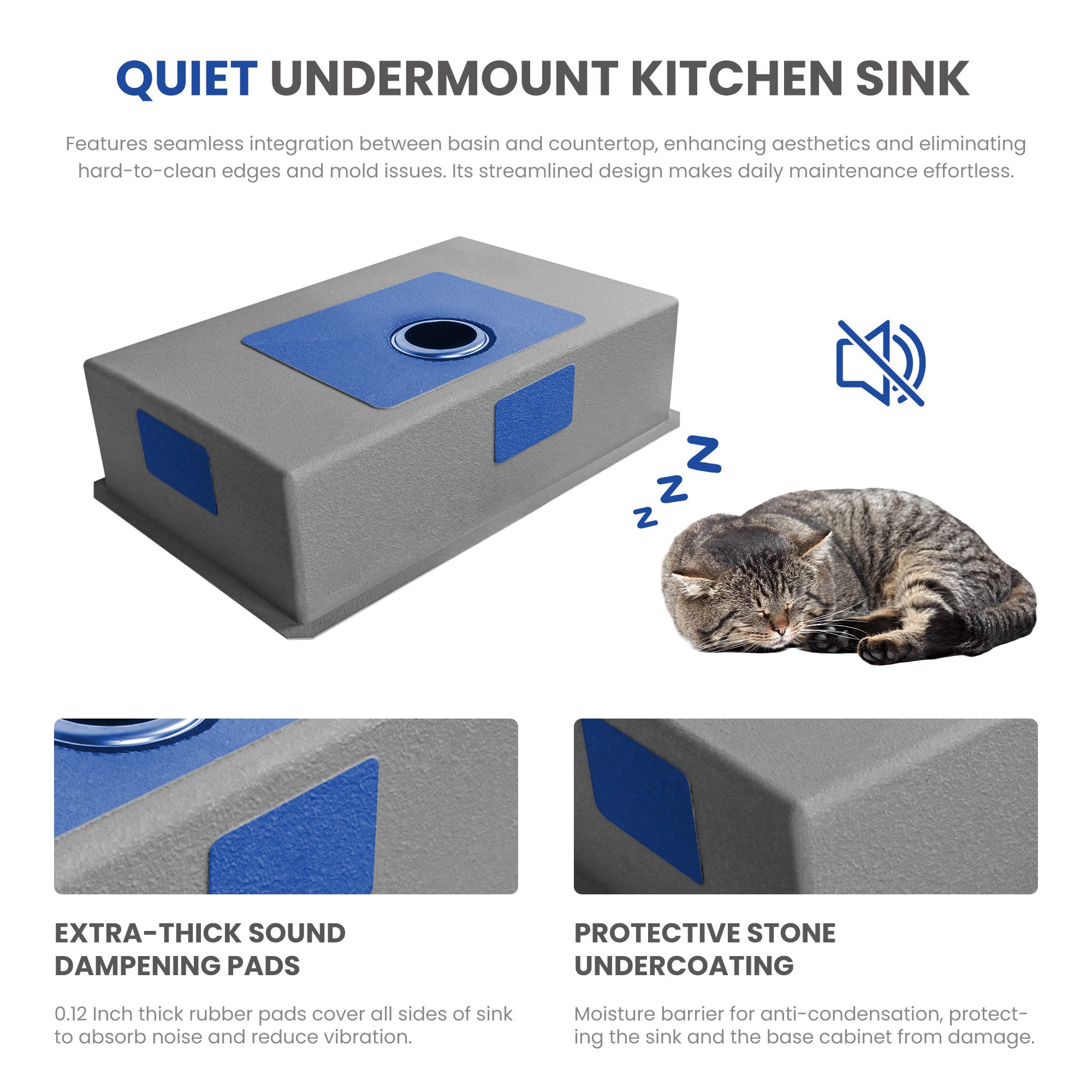 30x18 Inch Undermount Kitchen Sink, 304 Stainless Steel Single Bowl, R10 Design with 114mm Drain, Drain Kit & Grid Basket Included