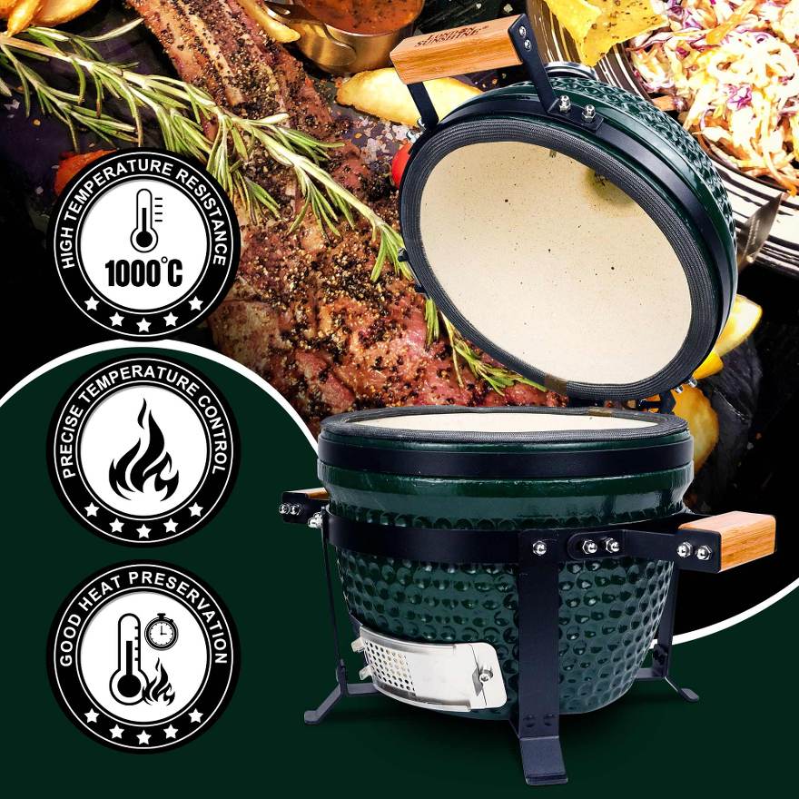 London Sunshine Kamado – Barbecue In Ceramica Verde – Diametro 40 Cm – Con Supporto - 2
