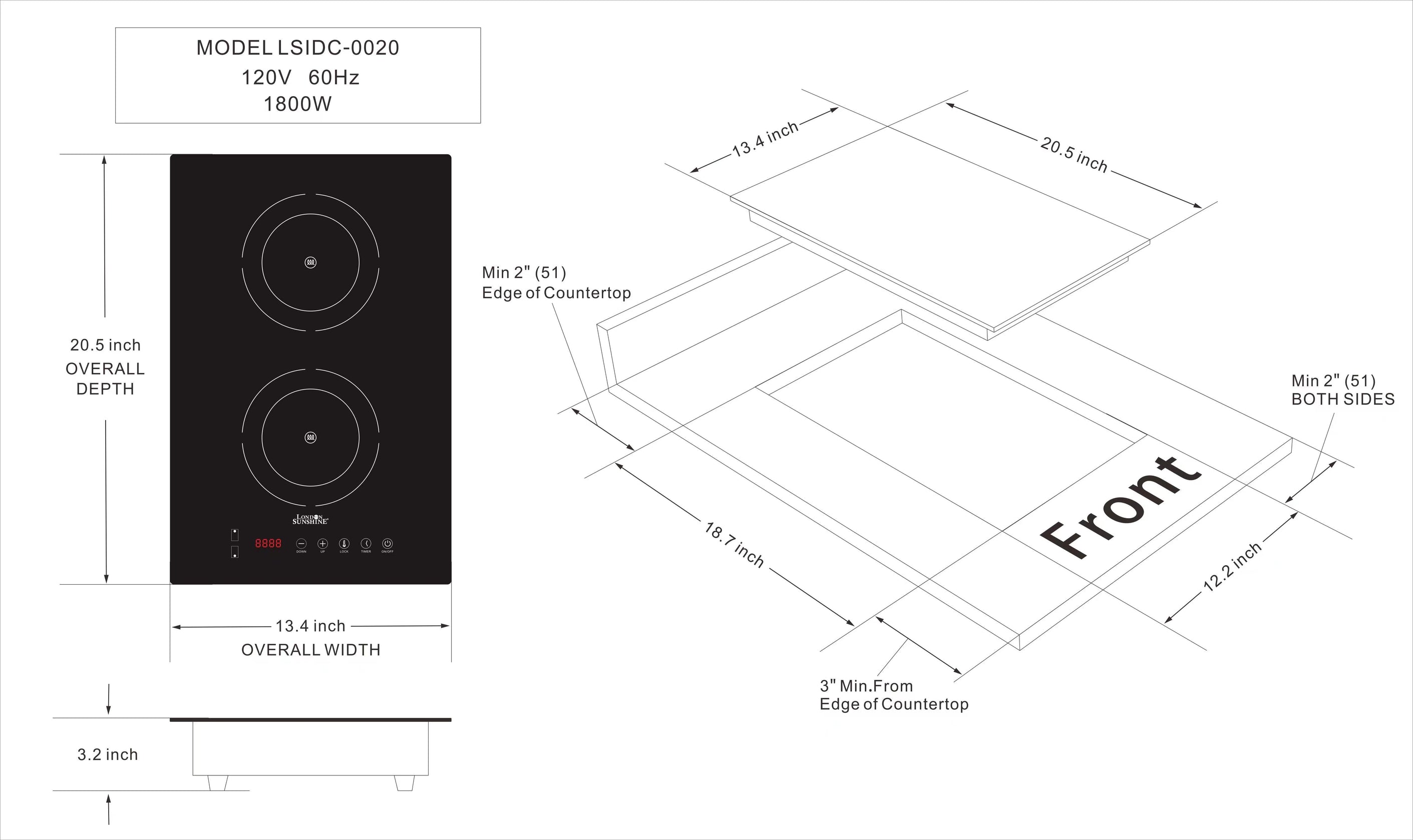 OPEN BOX UNIT Induction Cooktop - Dual Vertical Mount - LIKE NEW