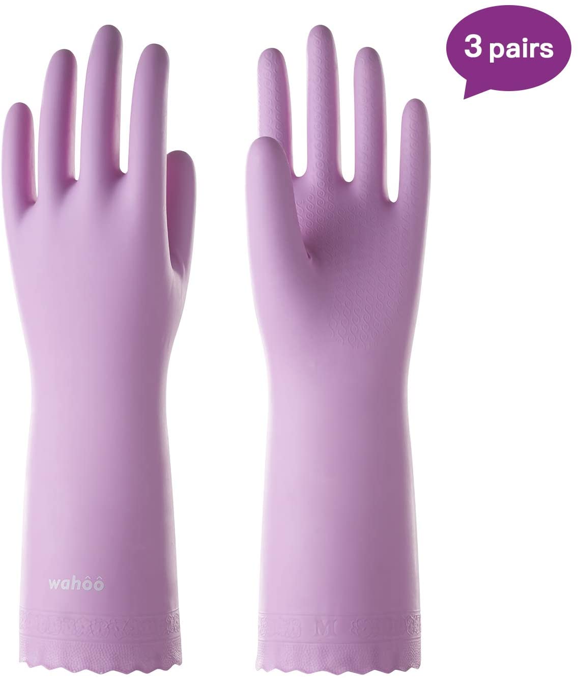 LANON Non-Slip Dishwashing Gloves - 3 pairs