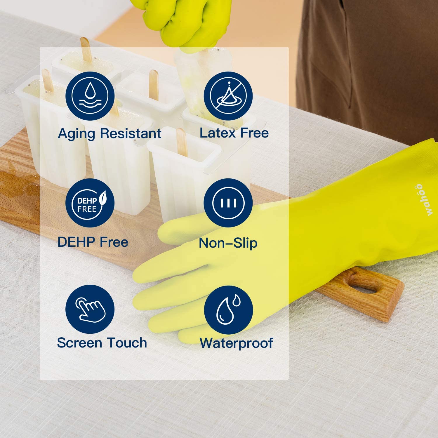 Lanon Wahoo Liquid Silicone Heat Resistant Gloves, Food Contact Grade, Waterproof, Purple, Size 8
